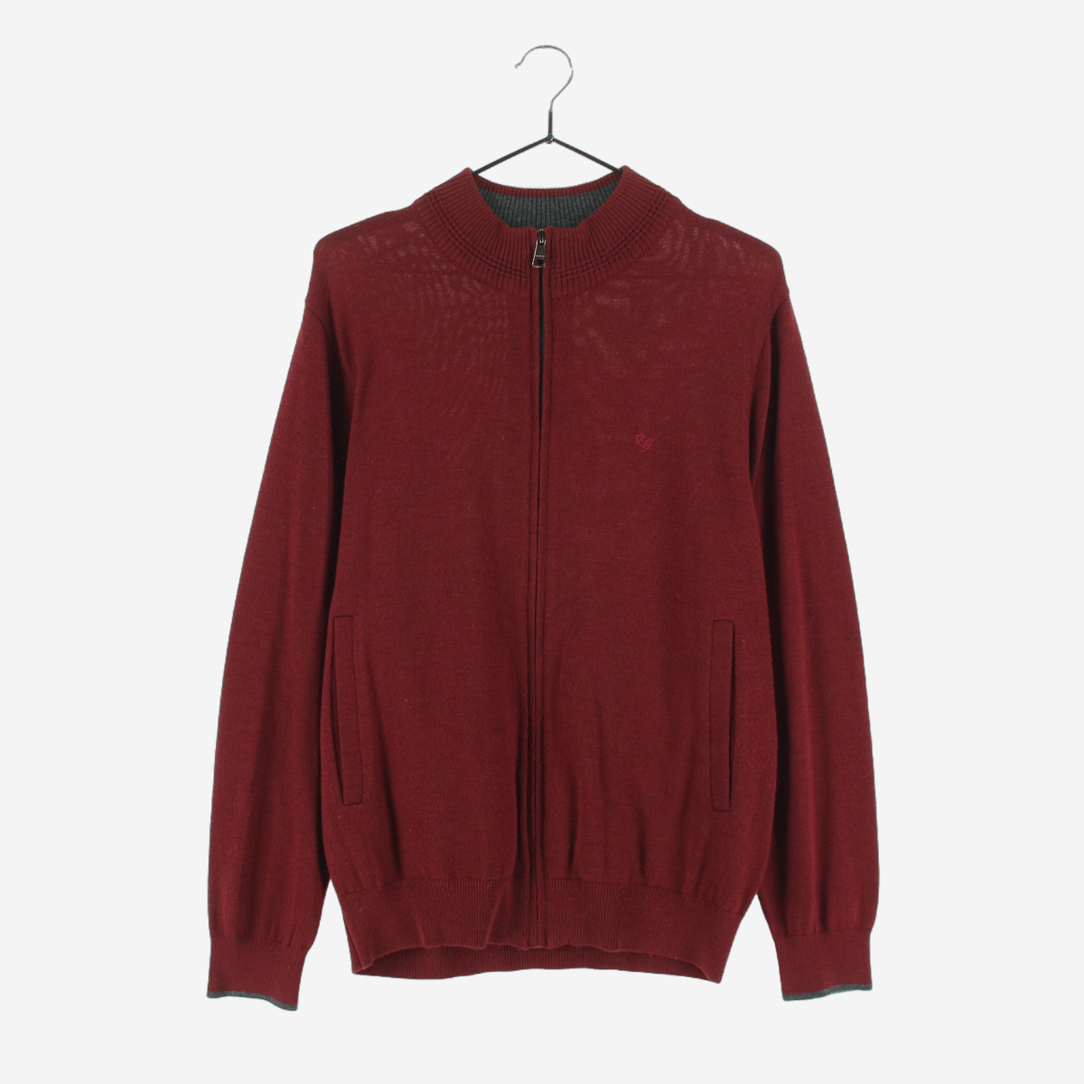 [95] Logadis wool burgundy knit zip-up cardigan (SW1947)