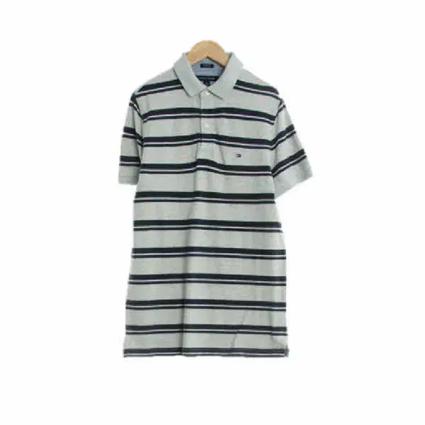 Tommy Hilfiger Gray striped cotton-blend slim-fit vahn vahn karati [S]