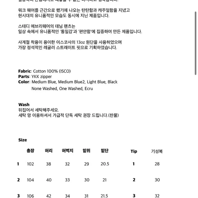 [1] 스테디에브리웨어 청바지 레귤러 미디엄블루