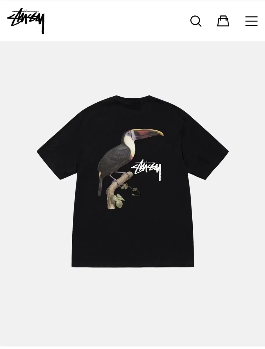 (New) Stussy Tucan Short Sleeve T-Shirt Black S