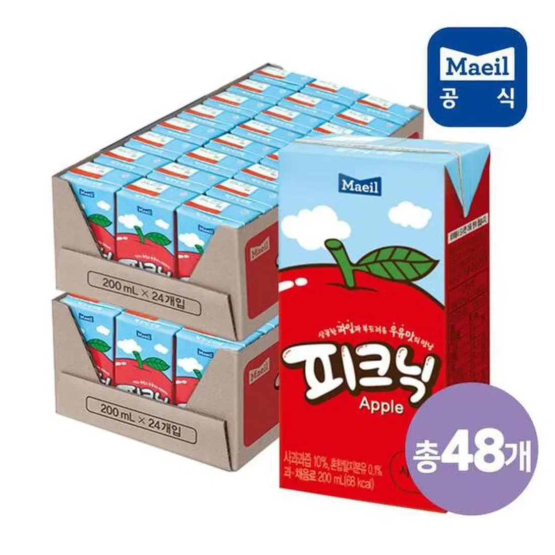 무료배송-피크닉 사과 200ml 48팩 매일유업