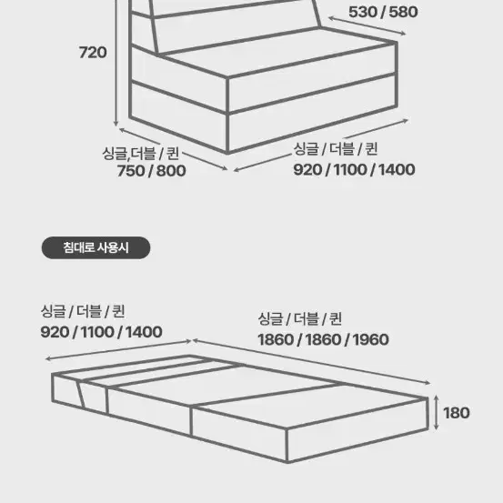 매트리스 18cm 쿨 그레이 4단 접이식