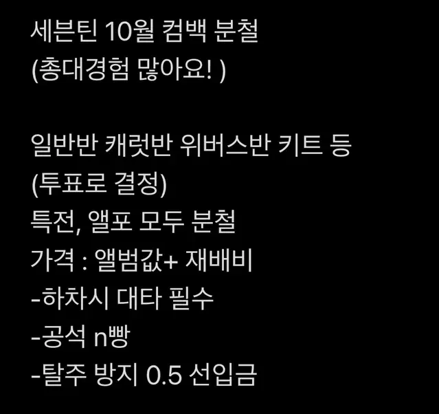 자리많음) 세븐틴 하반기 10월 컴백 분철 앨범 럭드 특전