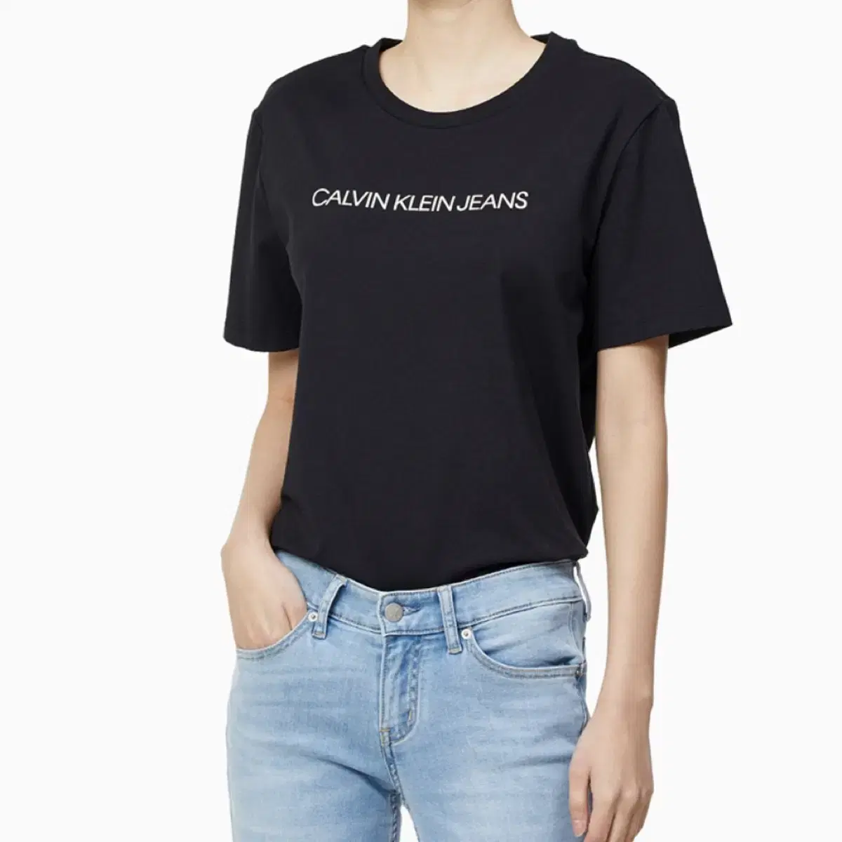 [Calvin Klein Jin] Small Logo Straight Fit Short Sleeve T-Shirt