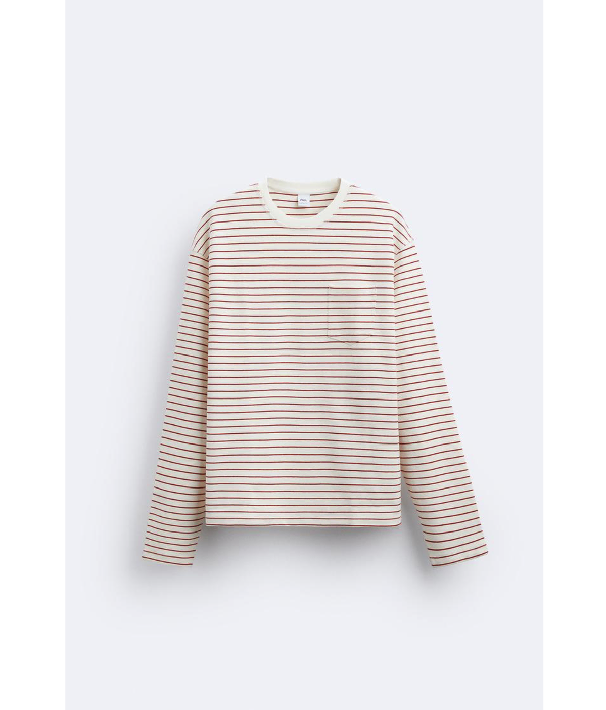 L-XL Zara Striped Cotton T-Shirt Long Sleeve