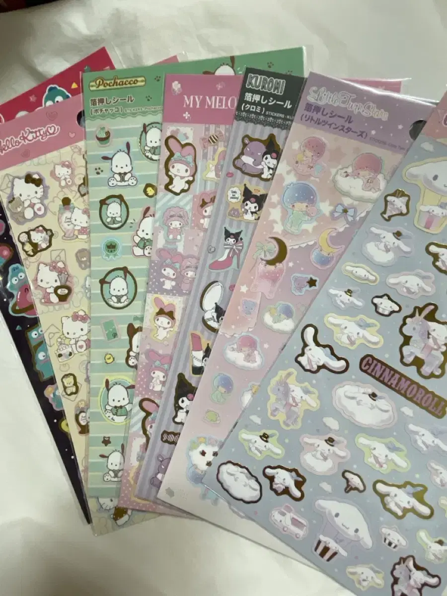 Sanrio Stickers (Cinnamon Roll, Kikirara, Kuromi, Mamel, Pochaco, Kitty, Kyodon)