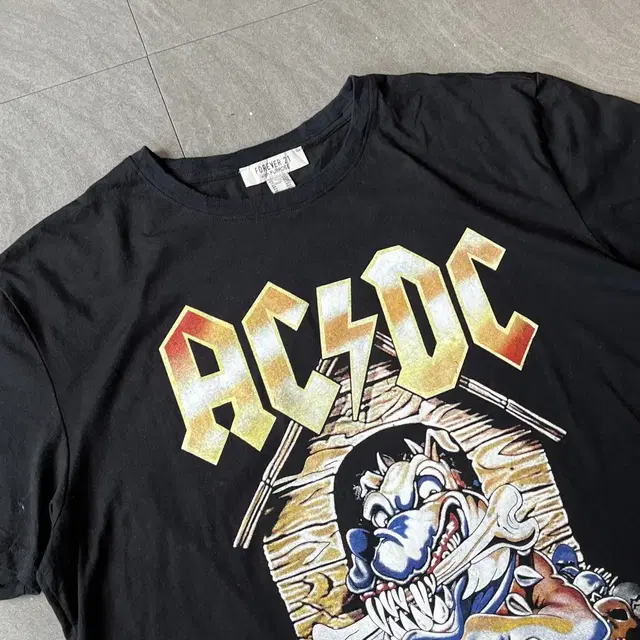 빈티지 블랙 락 밴드 반팔 프린팅 acdc 티셔츠