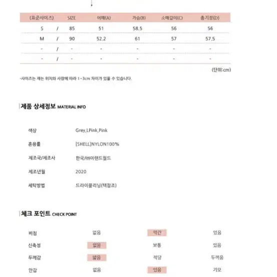 새상품ㅡ [후아유] 크롭 배색 바람막이 M 경량 무료배송