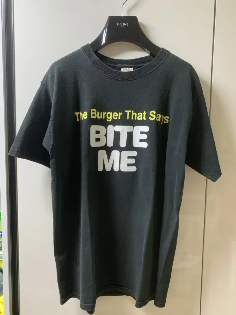 90 Fruit of the Loom Rare Bite Me Burger Real Vintage T-Shirt L