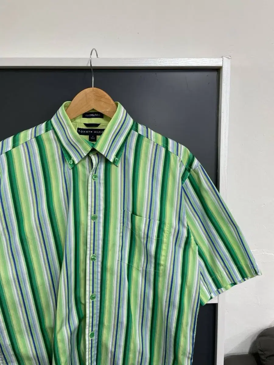 [L] Polo Green Stripe yeoreum Shirt