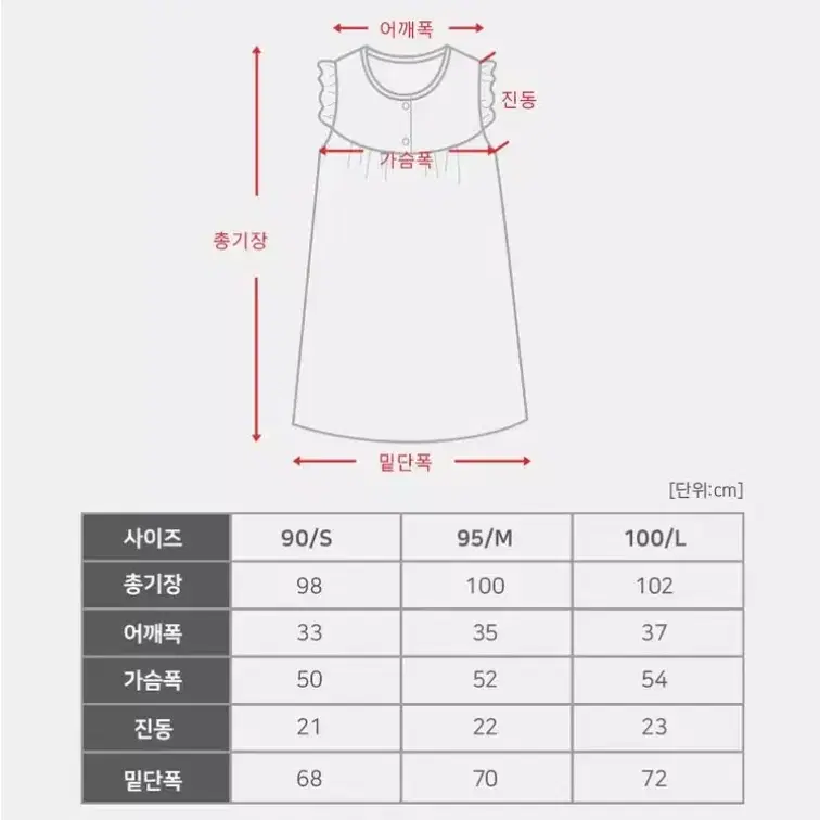 원피스 잠옷 90 사이즈 / 새상품