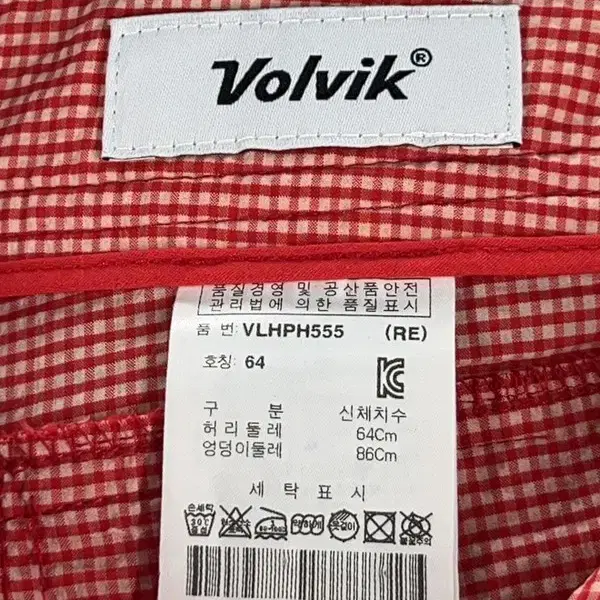 Volvik 볼빅 골프 여성 체크 반바지 64/빈티지홍