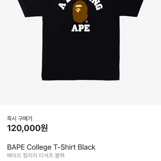 BAPE College T-Shirt Black (s)