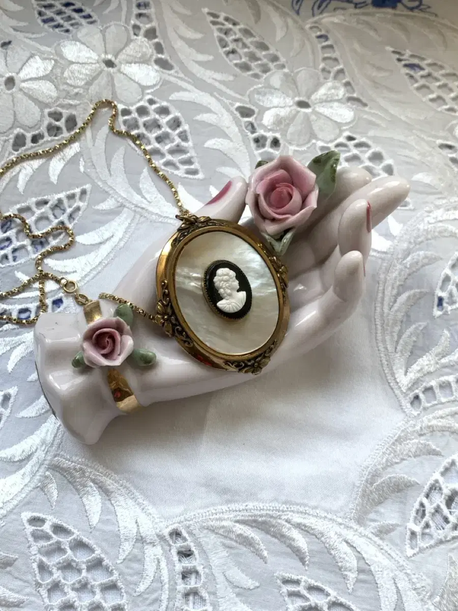 Antique Cameo Onyx Mother-of-Pearl Pendant