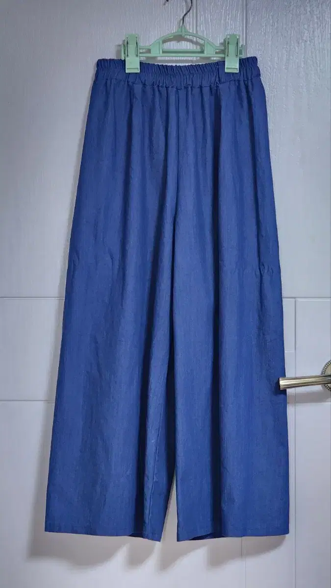 Women's wide-leg cotton pants blue