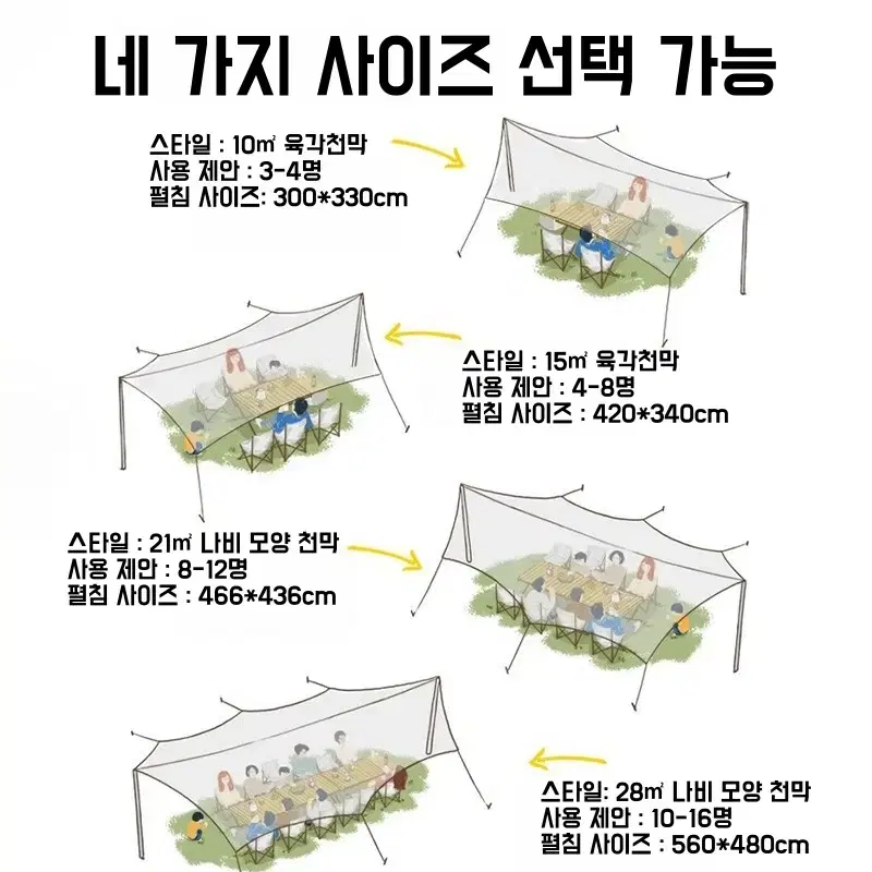 *할인* 대형 아웃도어 방수 캠핑 타프 그늘막 실버 코팅