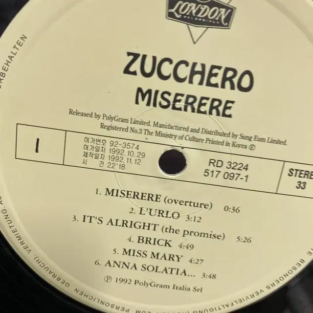 ZUCCHERO LP / AA4056