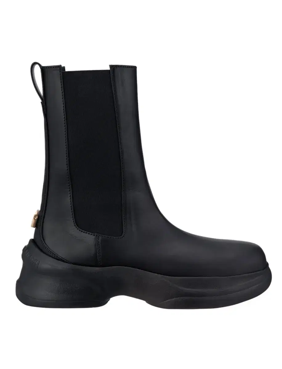 [42] WYM Wooyoung Men's Double Lace Leather High Chelsea Boots Black