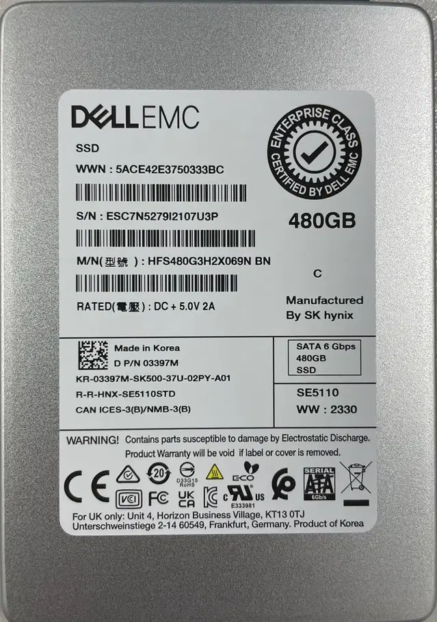 Dell서버 SSD 480G 새상품 팝니다.