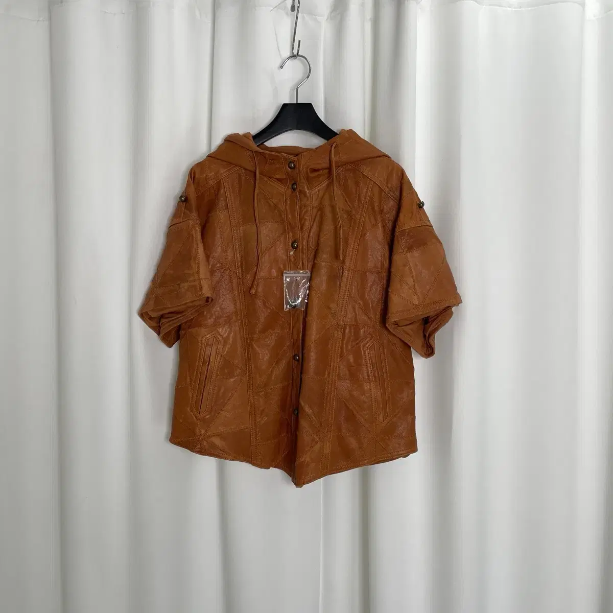 FREEs PHARSE camel patchwork leather short sleeve lew jacket