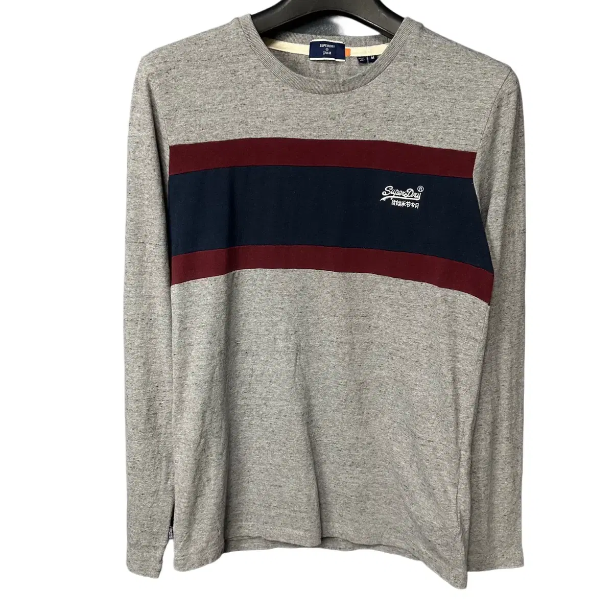 M Superdry Logo Gray Long Sleeve T-Shirt