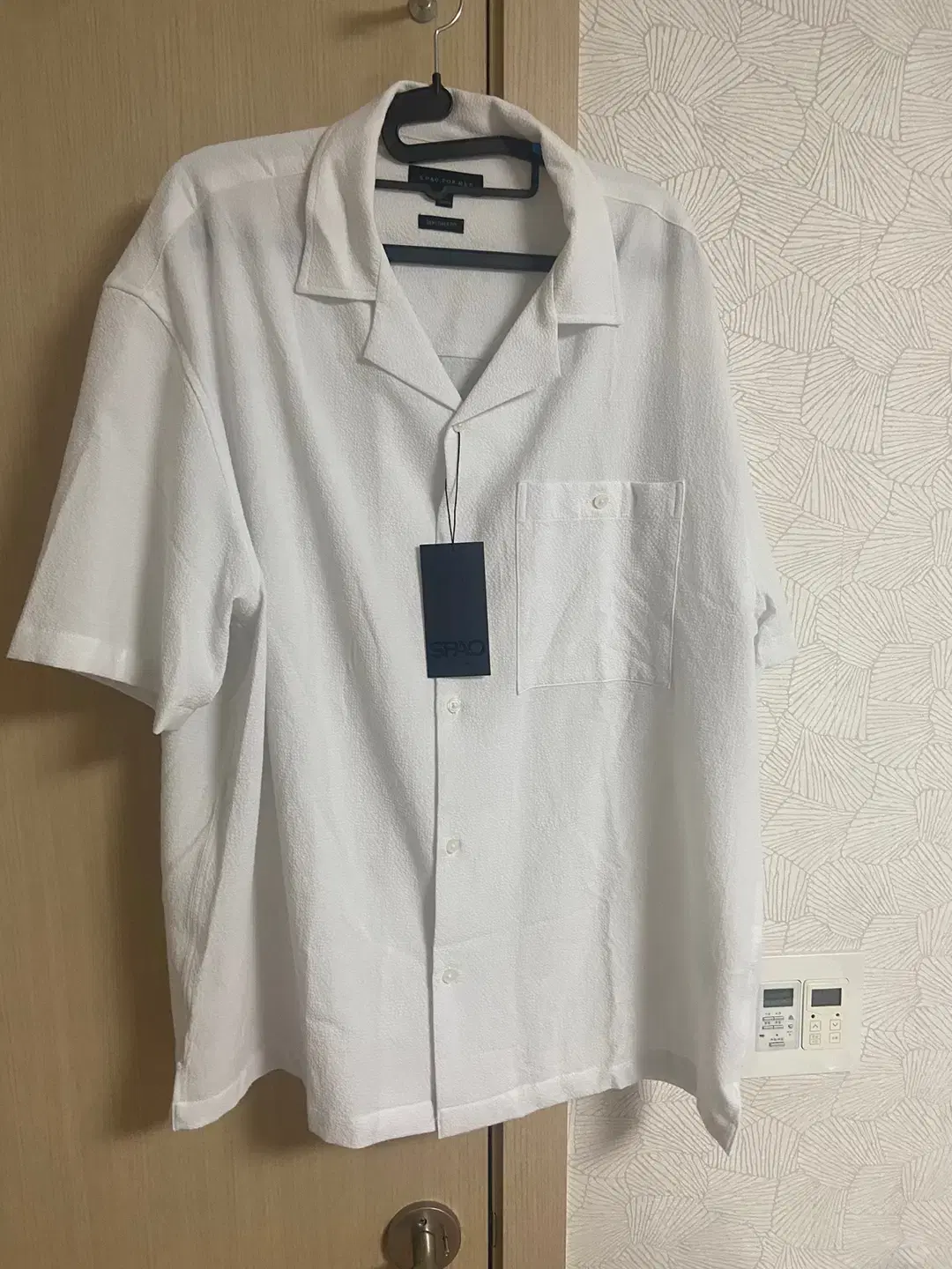 Spao Seersucker Short-Sleeved Shirt White XL Size TabchaeNew