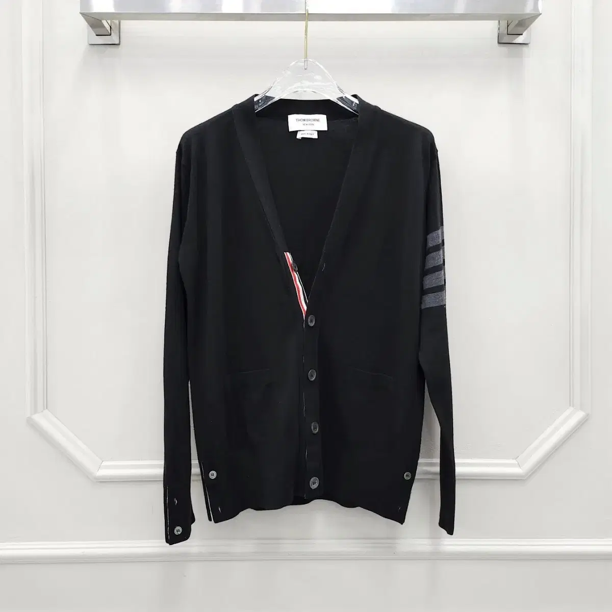 2 / Thom Browne Black Diagonal Full-length Wool Cardigan