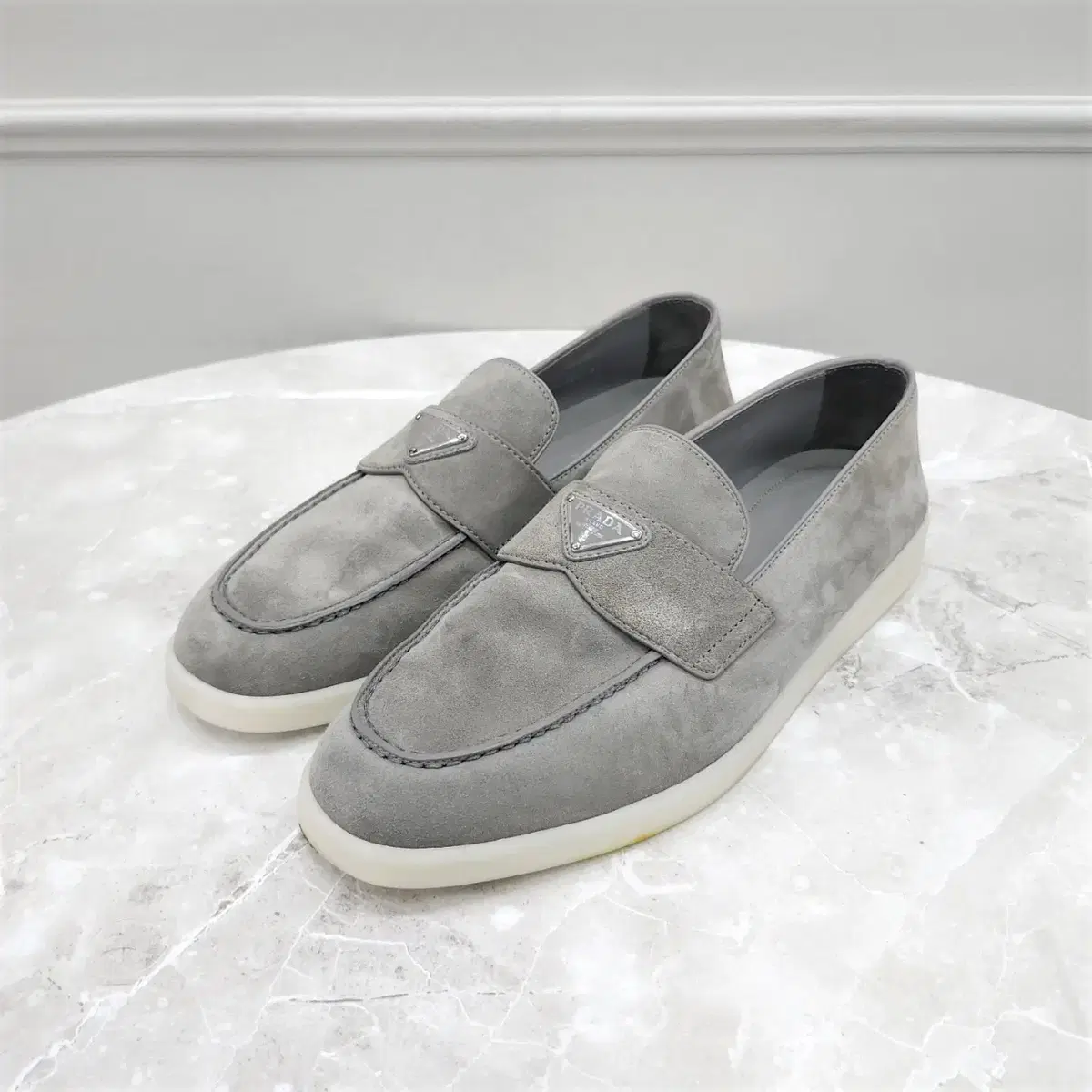 8.5 / Prada Triangle Logo Suede Loafers