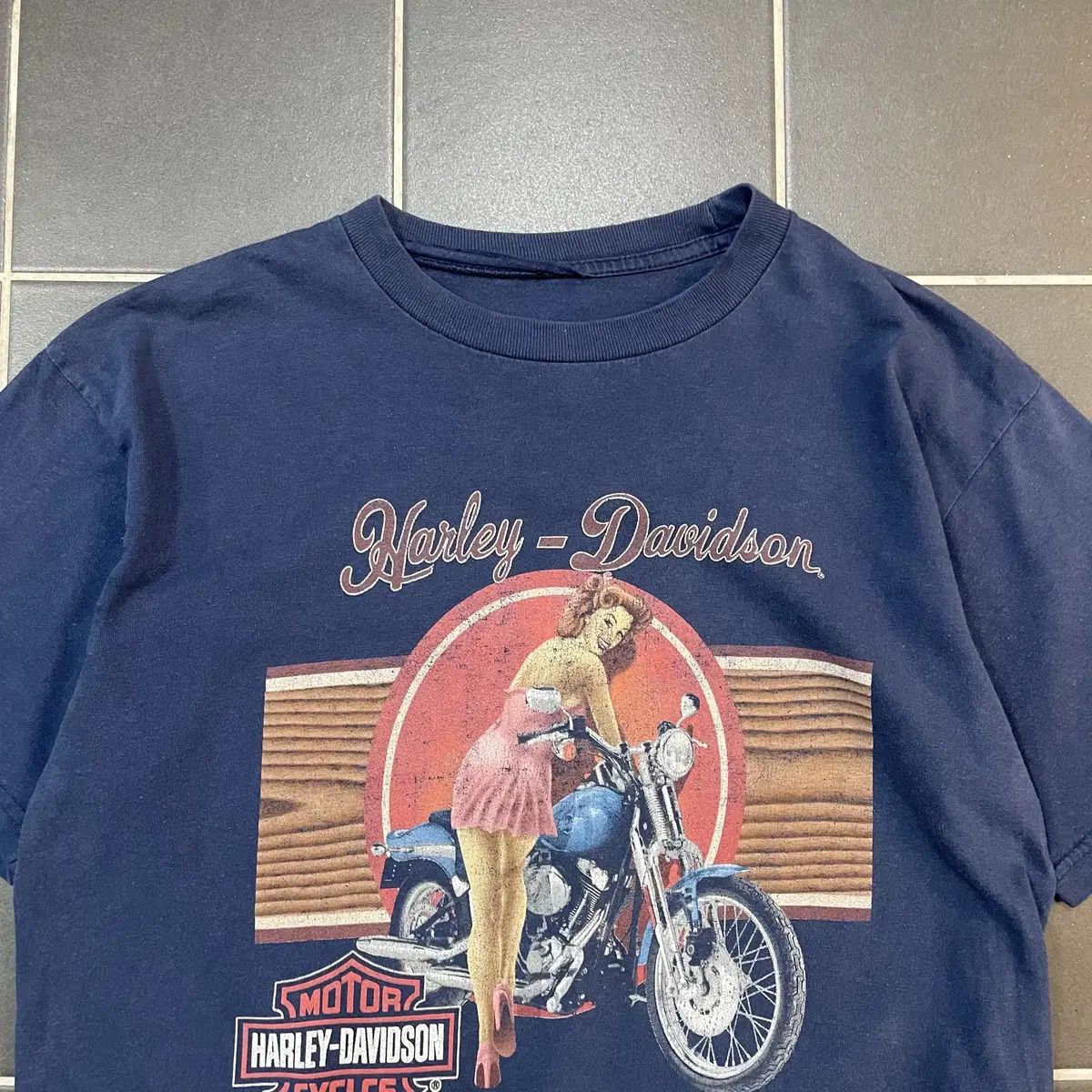 Harley Davidson [L] 할리데이비슨 핀업걸 풀 프린팅반팔