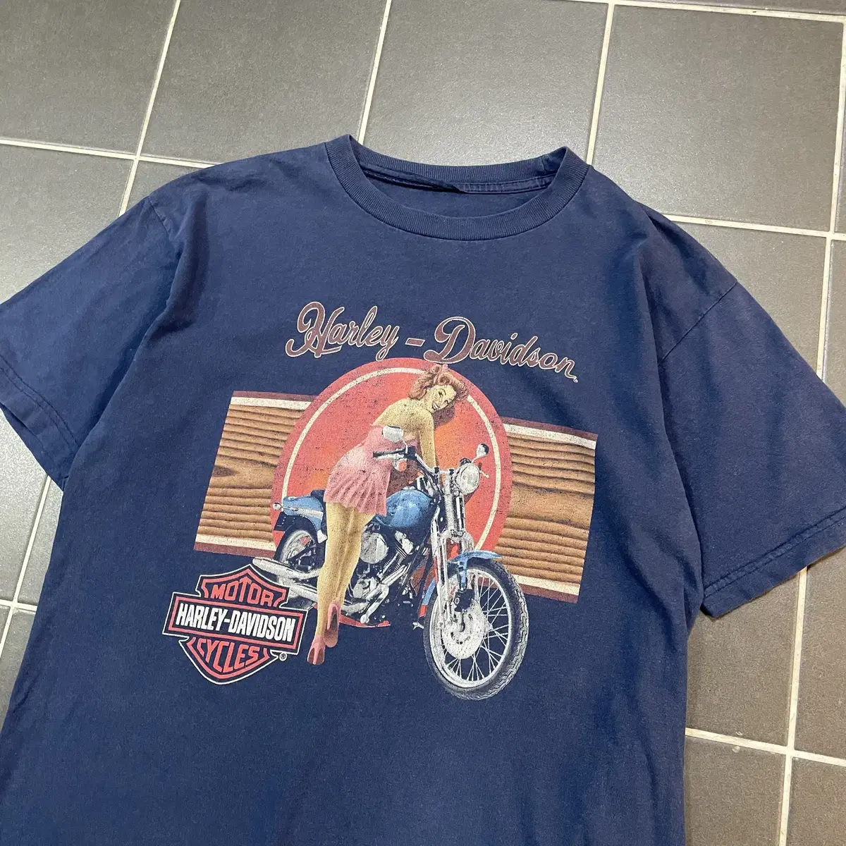 Harley Davidson [L] 할리데이비슨 핀업걸 풀 프린팅반팔