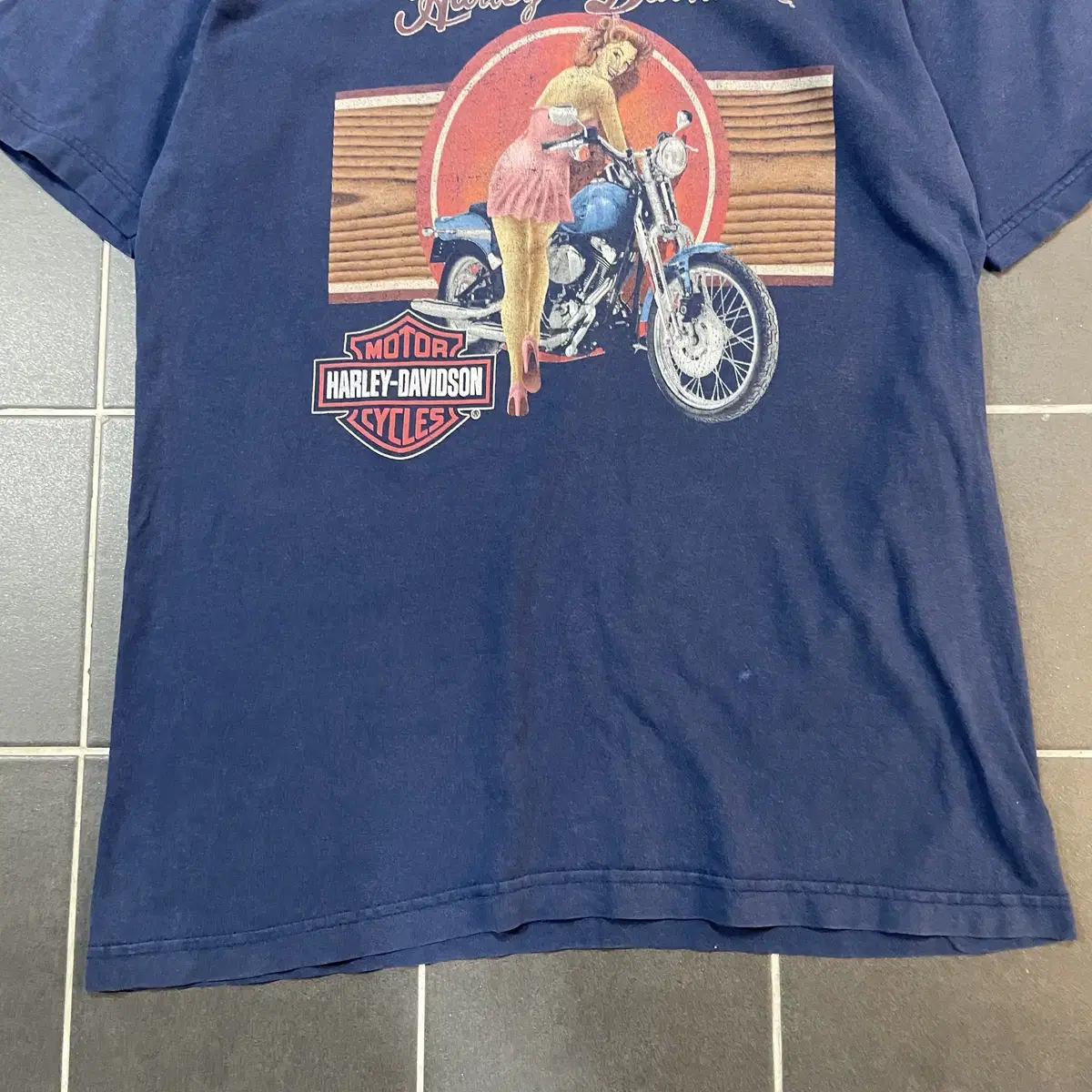 Harley Davidson [L] 할리데이비슨 핀업걸 풀 프린팅반팔