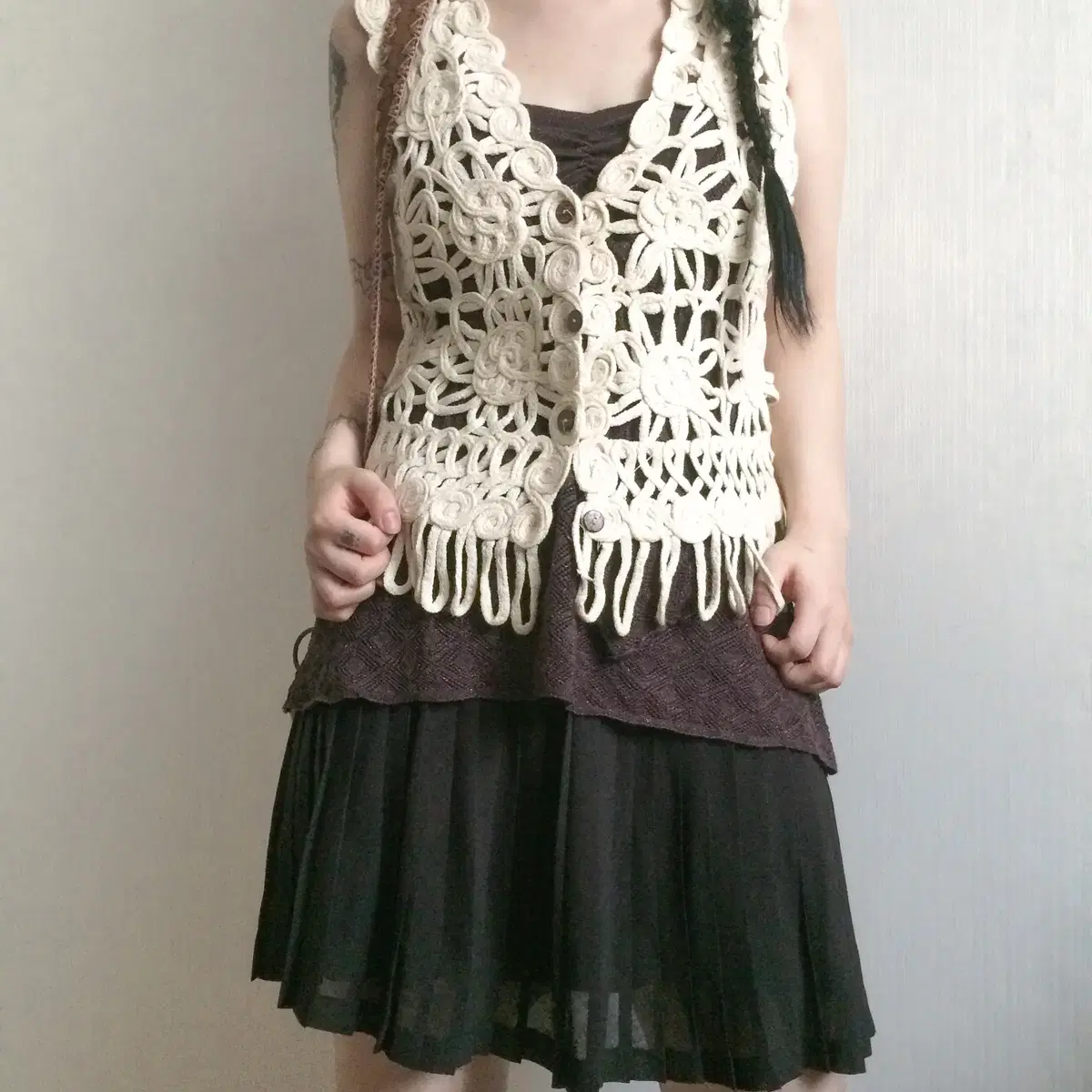 Ethnic mood fringe vest