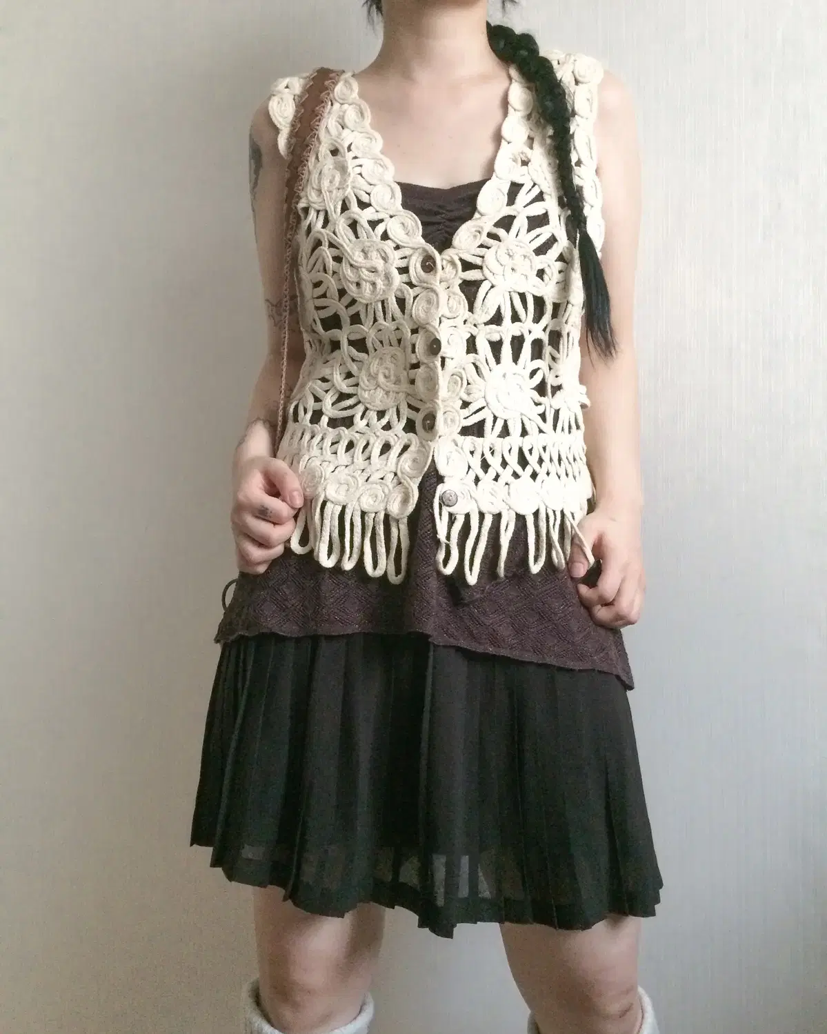 Ethnic mood fringe vest