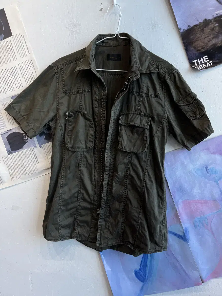 TETE HOMME Tete Homme Military short-sleeved shirt jacket