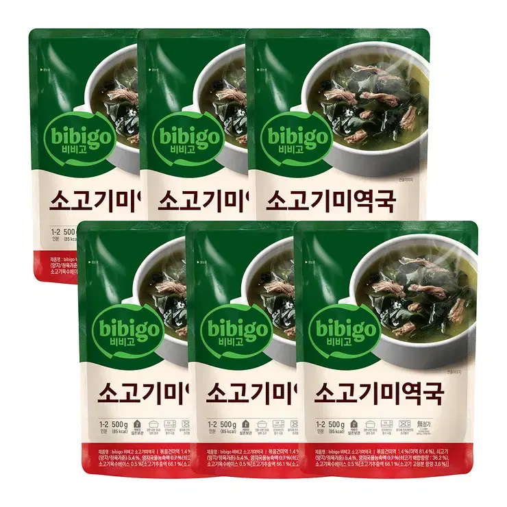 CJ 비비고 소고기 미역국 500g x 6개