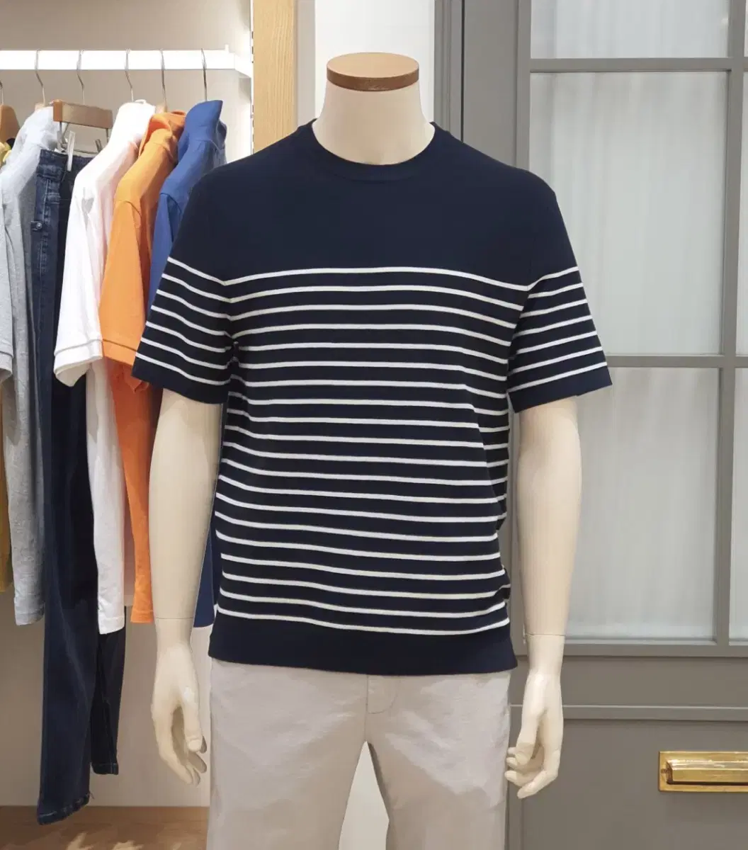 (New) Allgen Stripe Vahn Short Sleeve Knit 100 size