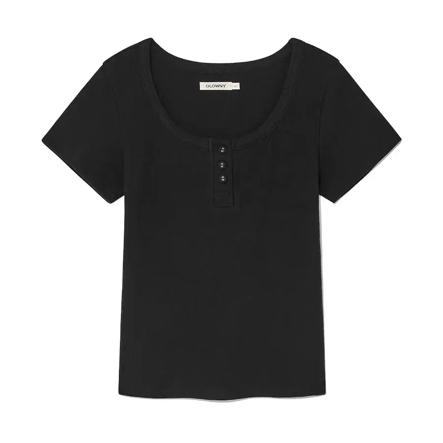 GLOWNY PROVINCE EYELET BUTTON TEE