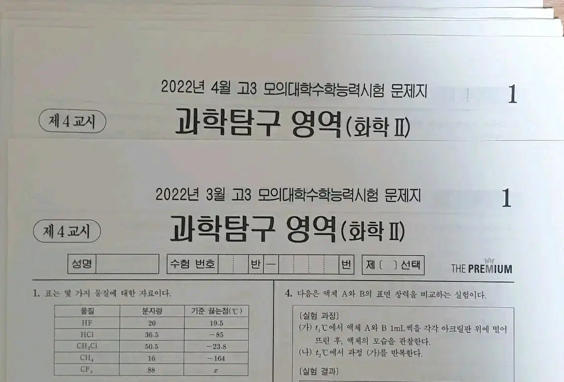 (2023/2022수능 대비) 화학2 더프리미엄 10회분