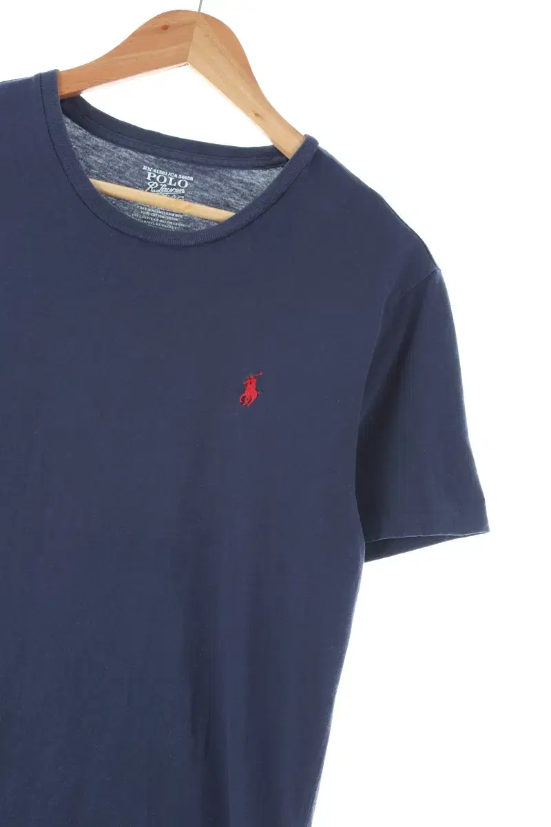 (M-L) Polo Ralph Lauren Short-sleeved T-shirt Navy Cotton Old School - E901