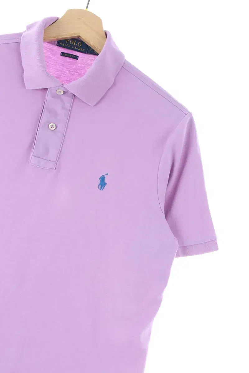 (S) Polo Ralph Lauren Short-sleeved kara T-shirt Purple cotton old-school-E90E