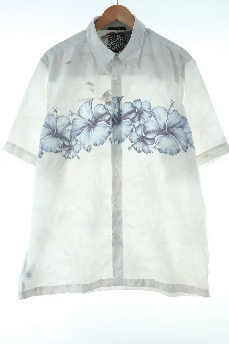 (L) BrandVintage Short Sleeve Shirt Southern Hawaiian Flower Boxy Fit-E930