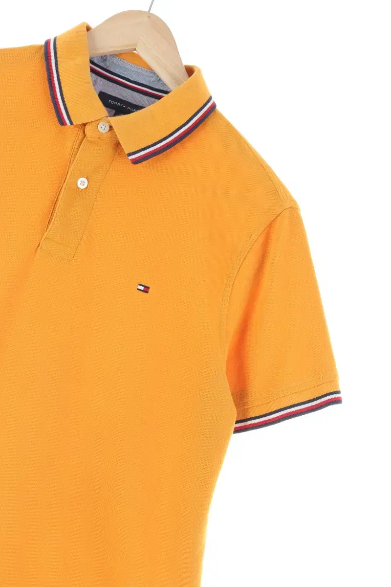 (M) Tommy Hilfiger Short-sleeved kara T-shirt Yellow Old School Basic Fit-E864