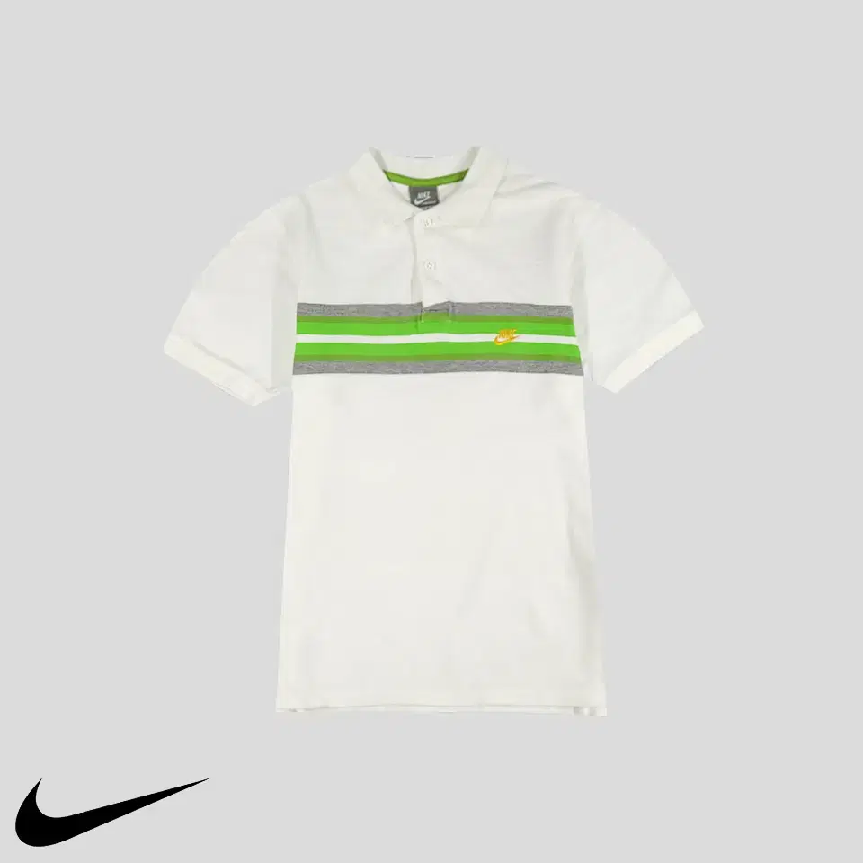 Nike 00s white green gray midweight cotton100 PK pique caraneck