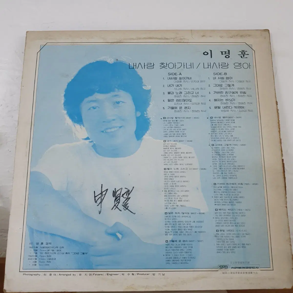 이명훈 LP  1980   그대로그렇게  가버린친구에게바침