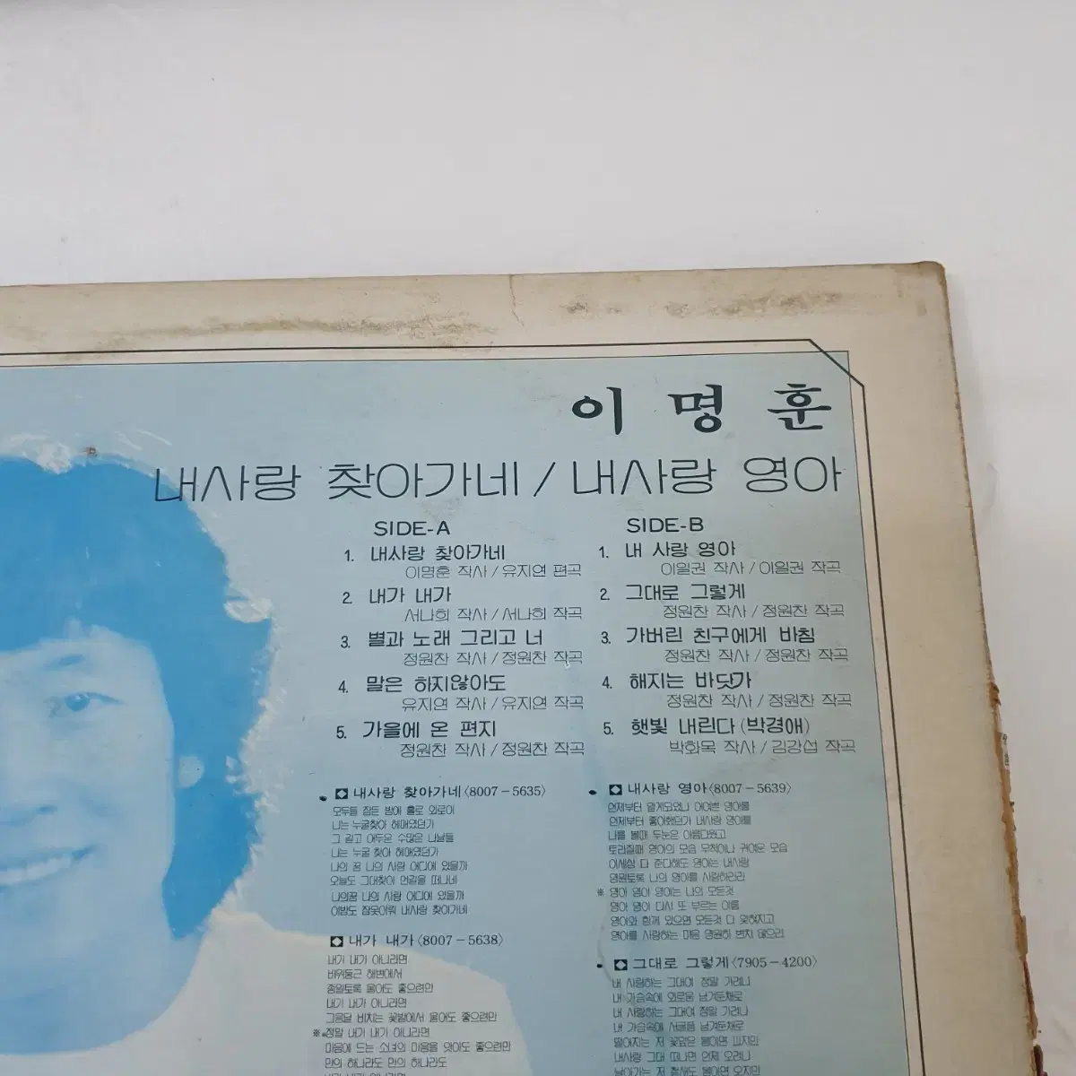 이명훈 LP  1980   그대로그렇게  가버린친구에게바침