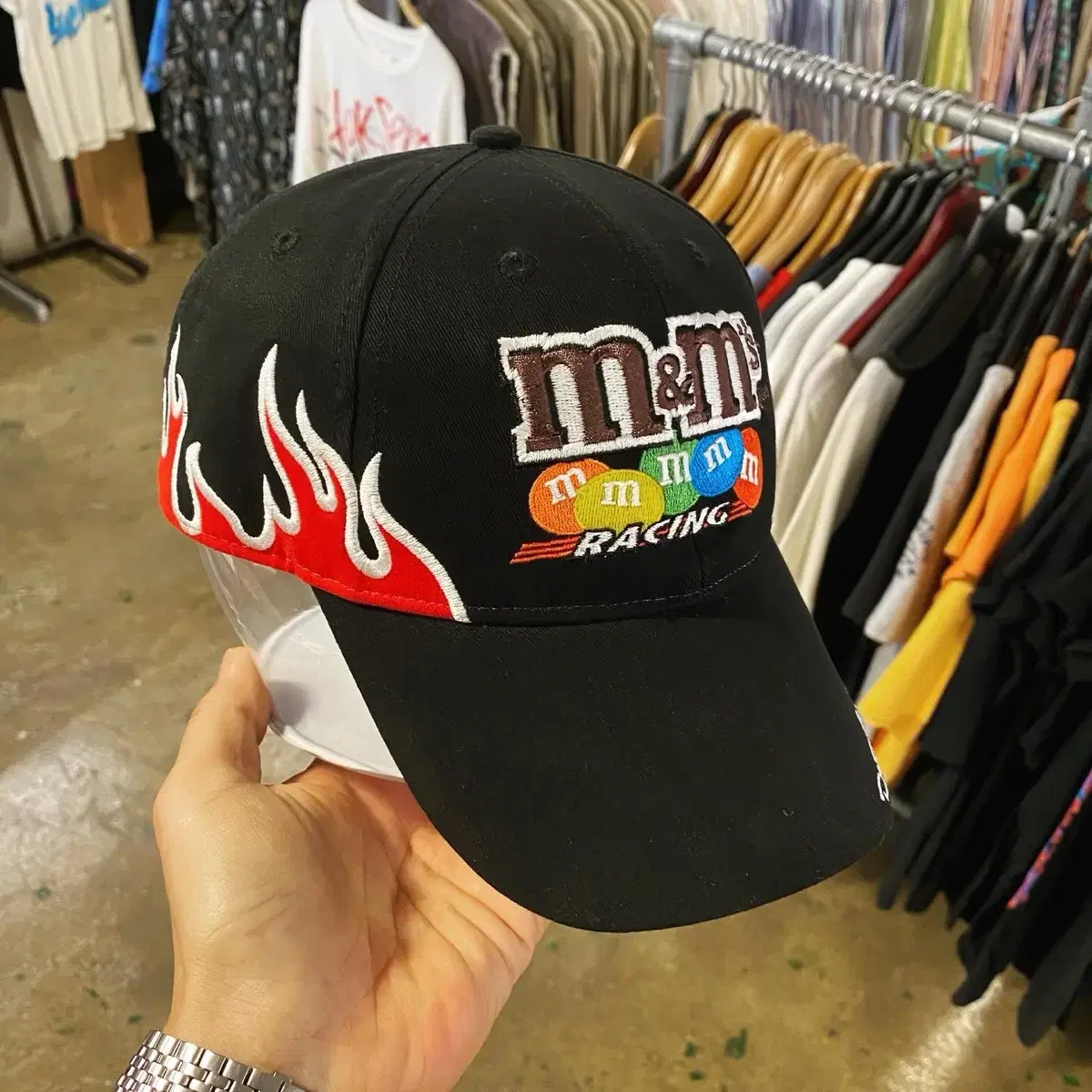 00s 미국 빈티지 나스카 레이싱 M&Ms 불꽃 모자