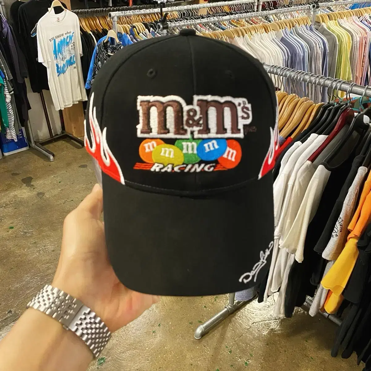 00s 미국 빈티지 나스카 레이싱 M&Ms 불꽃 모자