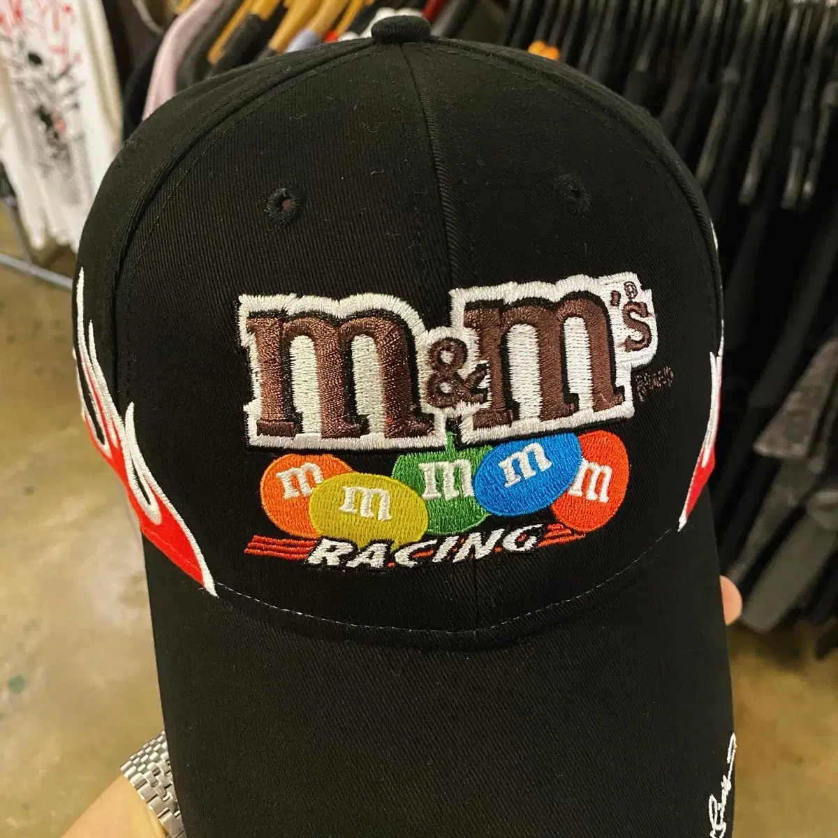 00s 미국 빈티지 나스카 레이싱 M&Ms 불꽃 모자