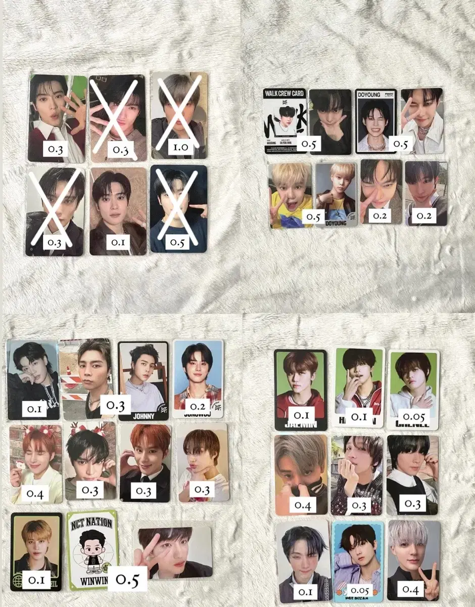 nct jaehyun doyoung jaejae min haechan jeno jungwoo johnny taeyong photocard wts