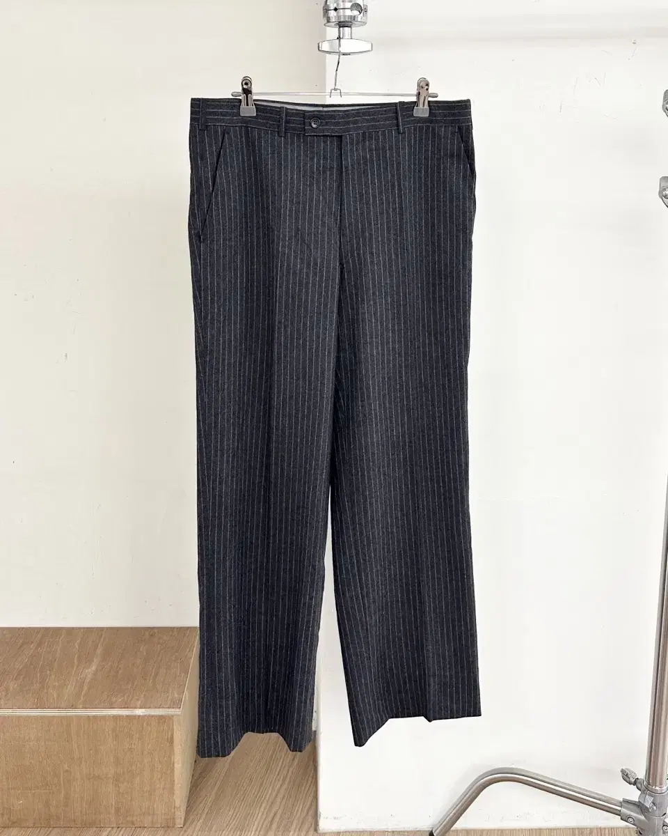 Christian Dior Charcoal striped wool slacks